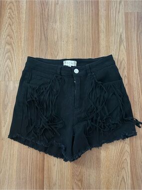 Altard state Black Fringe High-Rise Women’s Shorts xs
